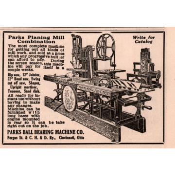 AD LOT OF 2   1915 - 17 A  ADS PARKS BALL BEARING MACHINE CO PLANING MILL