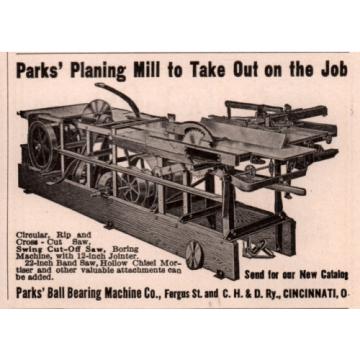 AD LOT OF 2   1915 - 17 A  ADS PARKS BALL BEARING MACHINE CO PLANING MILL