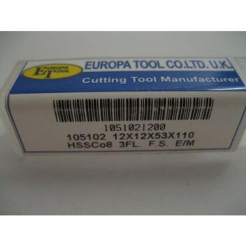 12mm HSSCo8 3 FLT L/S SLOT DRILL / END MILL EUROPA TOOL CLARKSON 1051021200 #70