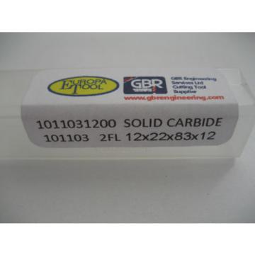 12mm SOLID CARBIDE 2 FLT SLOT DRILL MILL EUROPA TOOL / GBR 1011031200 #105