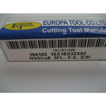 16mm HSSCo8 3 FLT SLOT DRILL / END MILL EUROPA TOOL / CLARKSON 1041021600 #P17