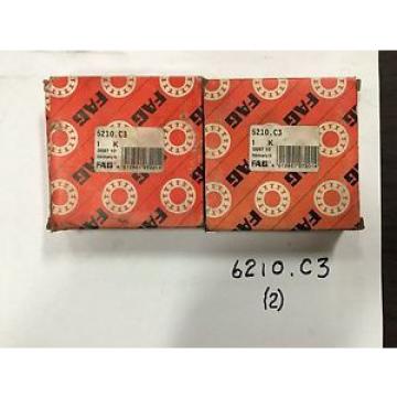 (2) FAG 6210.C3 Bearings New in Box