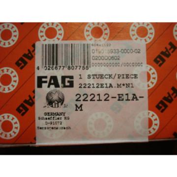FAG  22212E1A.M Spherical Roller Bearing, 60mm x 110mm x 28mm, 7920eFD4
