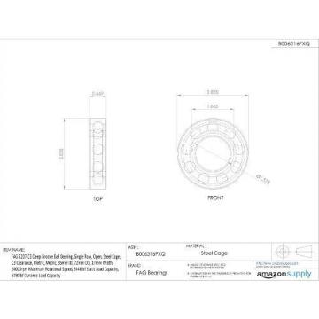 FAG Bearings FAG 6207-C3 Deep Groove Ball Bearing, Single Row, Open, Steel Cage,