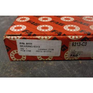 NEW FAG BEARING 6313 C3 Deep Groove Ball Bearing, Single Row, Open, Steel Cage